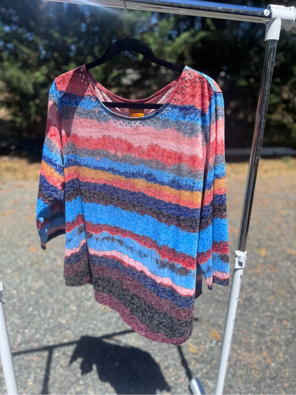 Ruby Rd. Multicolor Striped Scoop-Neck Long Sleeve Top